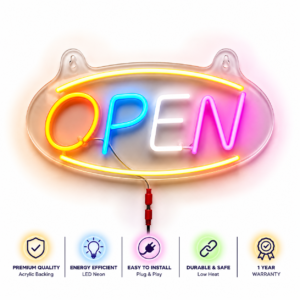 Open LED Neon Sign | Premium Acrylic Shop Open Light
